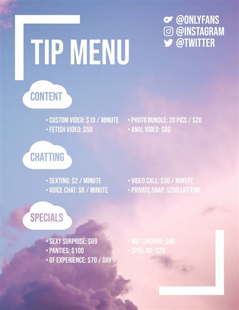 onlyfans tip menu|OnlyFans Menu Ideas and Examples 